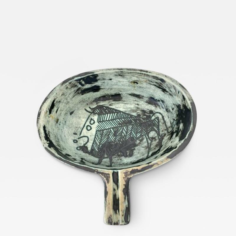 Jacques Blin JACQUES BLIN FRENCH CERAMIC ARTIST BLUE SCRAFITTO CERAMIC VIDE POCHE
