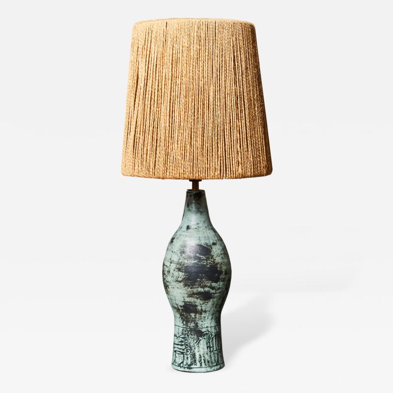 Jacques Blin Jacques Blin Ceramic Table Lamp with Rope Shade