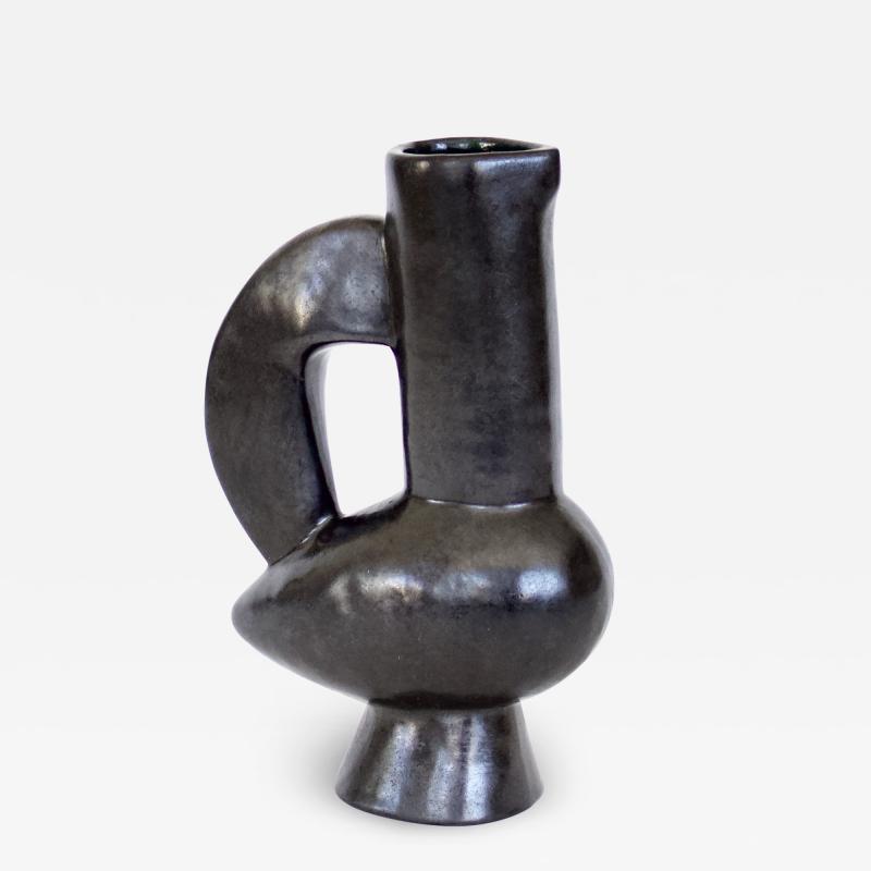Jacques Blin Jacques Blin French Ceramic Vessel Black Glaze Bird Form