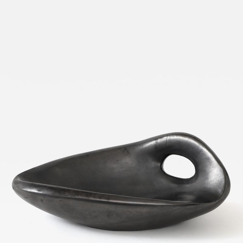 Jacques Blin Large Black Luster Jacques Blin Free Form Bowl France c 1950s signed