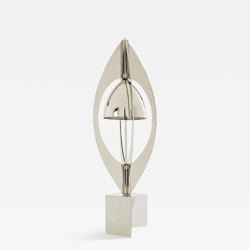 Jacques Charles Jacques Charles for Maison Charles Ogive nickel metal lamp 1965