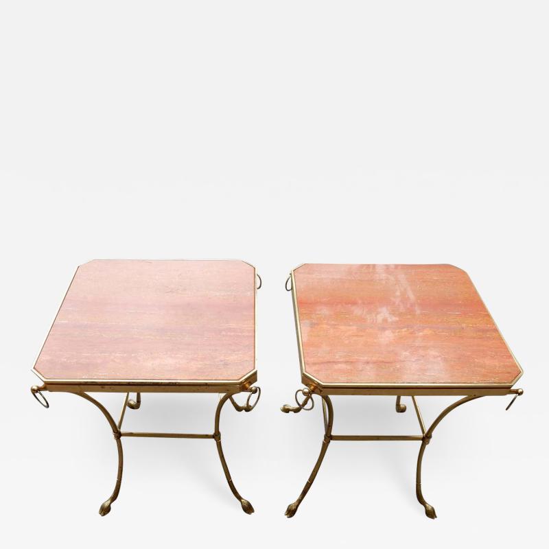 Jacques Charpentier 1970 Pair of Octagonal Pedestals Jacques Charpentier and Red Travertine of Iran