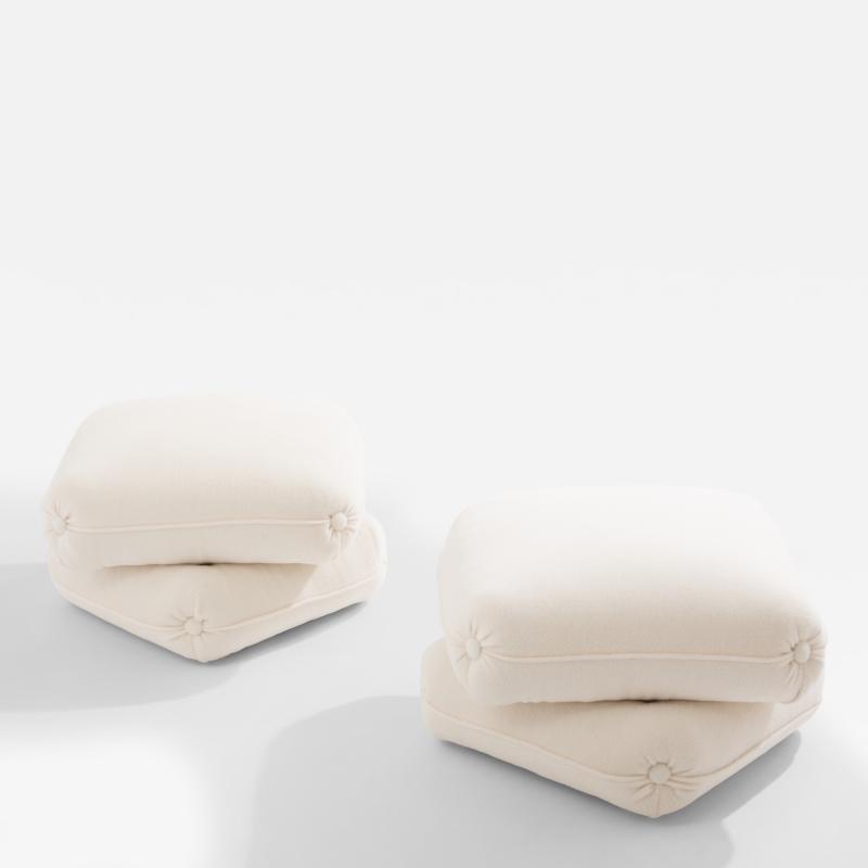 Jacques Charpentier Jacques Charpentier for Maison Jansen pair of ottomans white alpaca 1970s