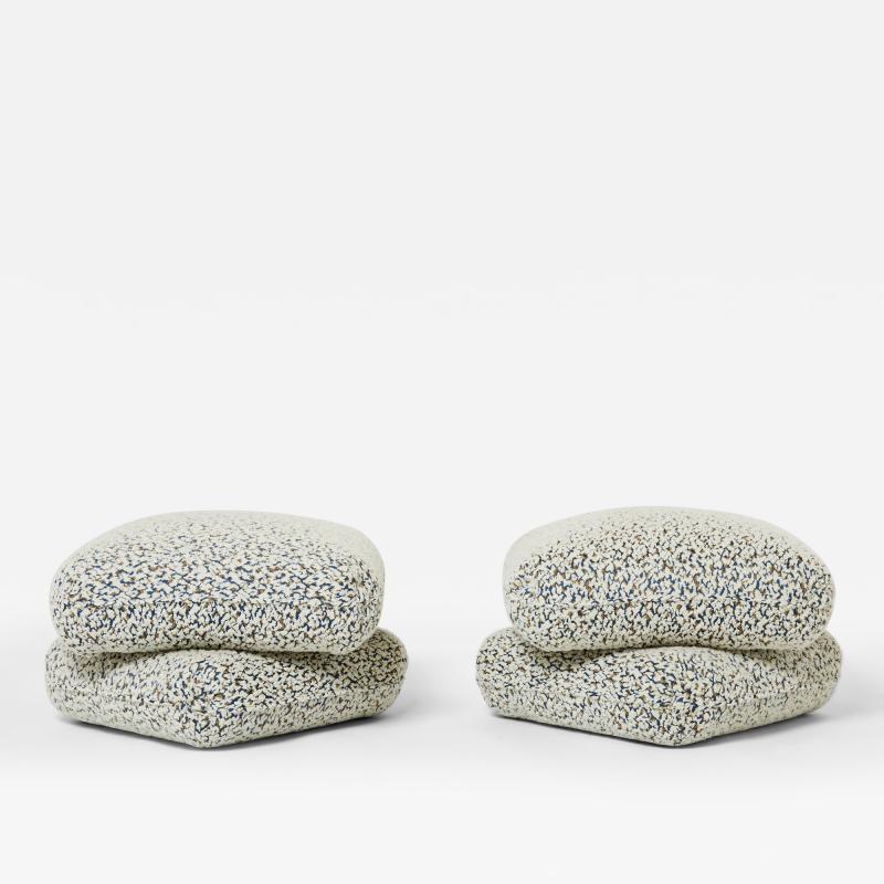 Jacques Charpentier Jacques Charpentier pair of ottomans stools alpaca boucle Maison Jansen 1970s