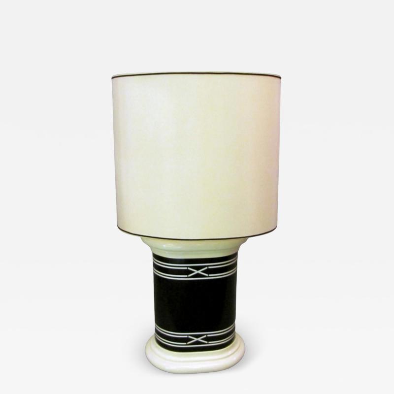 Jacques Charpentier Large cream and black lamp France 1970