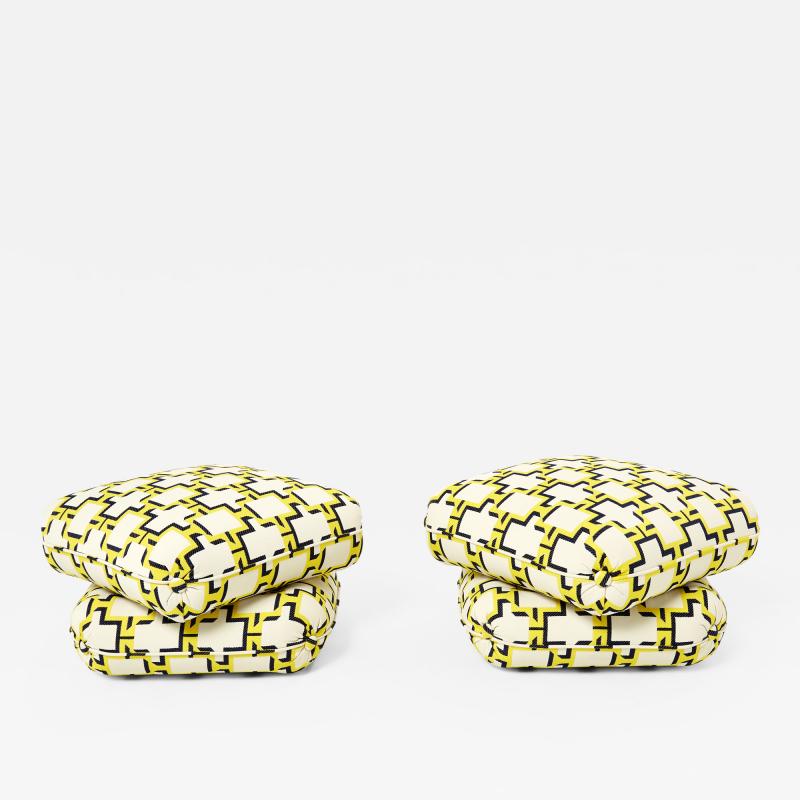 Jacques Charpentier Pair of outdoor ottomans poufs by J Charpentier for Maison Jansen 1970s