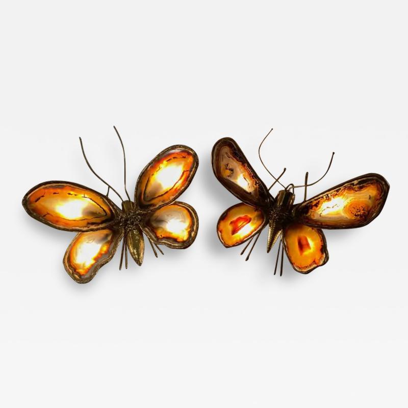 Jacques Duval Brasseur 1970 Couple of Butterfly Sconces in Bronze or Brass Duval Brasseur or I Faure