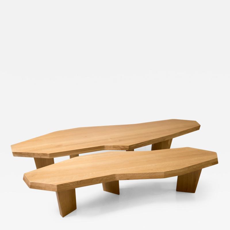 Jacques Jarrige Double Coffee Table in Oak by Jacques Jarrige