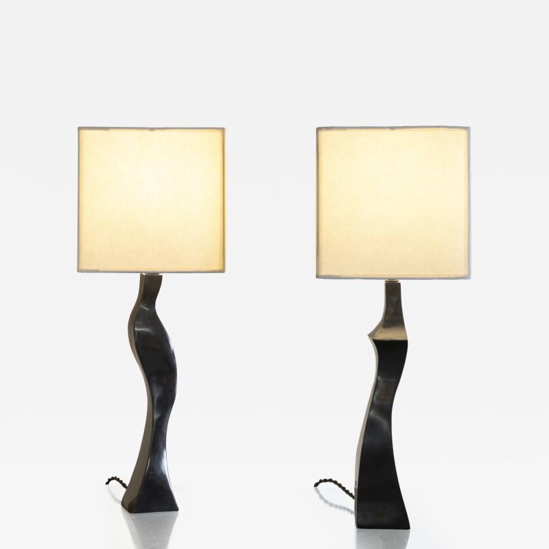 Jacques Jarrige Pair of sculptural table lamps Flame 
