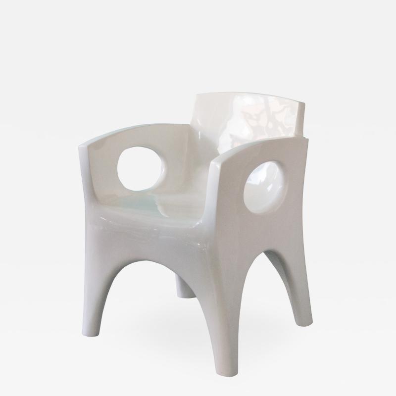 Jacques Jarrige Sculpted ARMCHAIRS by Jacques Jarrige in White Lacquer