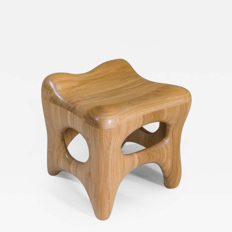 Jacques Jarrige Stool Sculpted in Oak by Jacques Jarrige