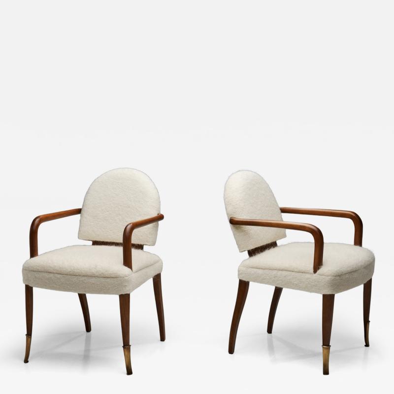 Jacques Lardin Bridge Style Armchairs in the manner of Jacques Lardin France ca 1940s