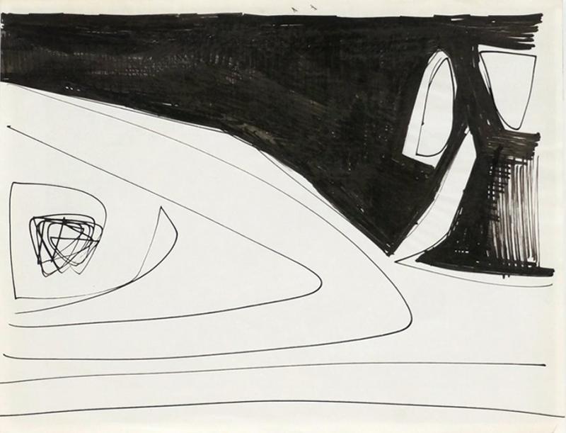 Jacques Nestle Abstract Black White Water Color by Jacques Nestle