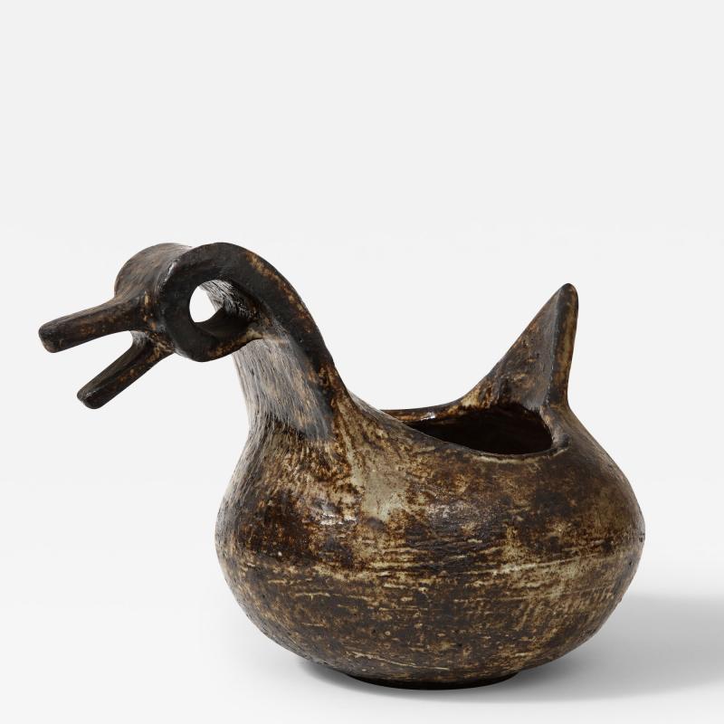 Jacques Pouchain Glazed Ceramic Bowl in the Shape of a Bird by Jacques Pouchain
