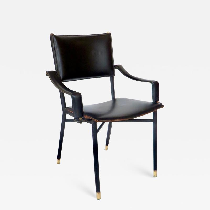 Jacques Quinet French Designer Jacques Quinet Leather Desk Chair or Side Chair