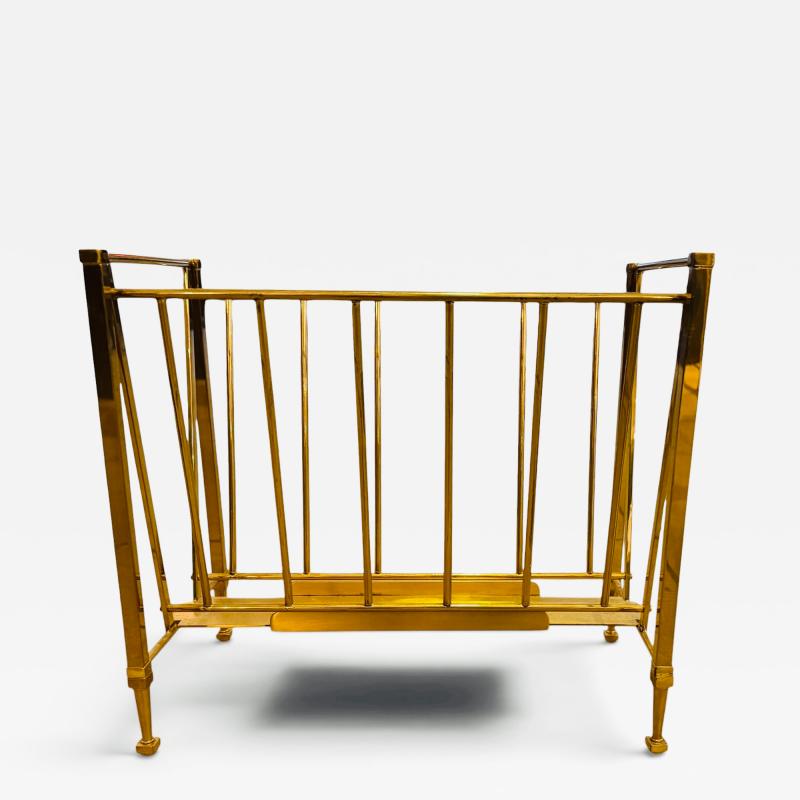 Jacques Quinet Magazine Rack in brass attributed to Jacques Quinet