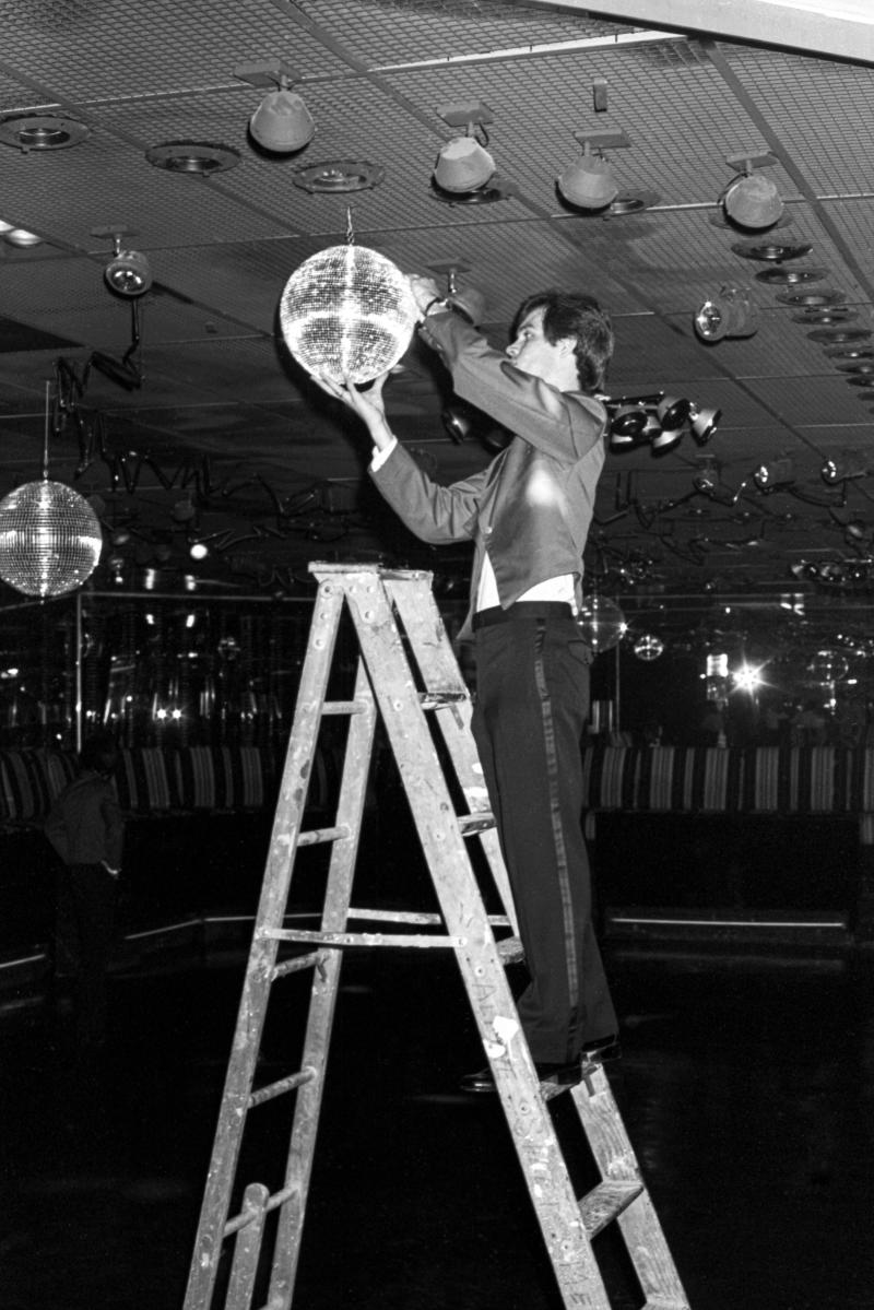 Jade Albert Raising the Disco Ball at New York New York 1977