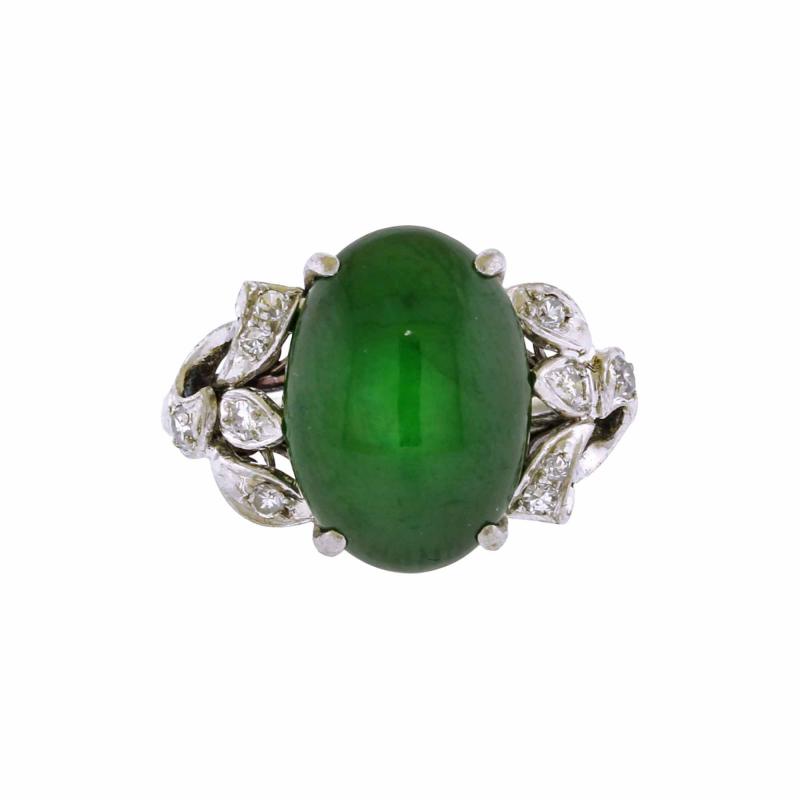 Jade Fei Chui Platinum and Diamond Ring