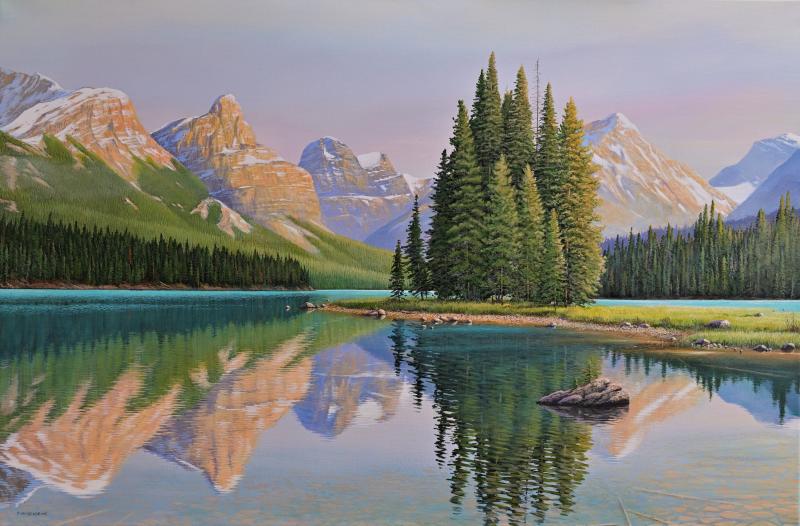 Jake Vandenbrink Among Sunlit Peaks Maligne Lake 