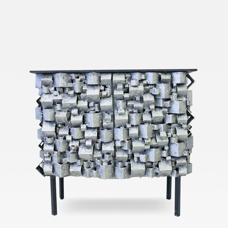 James Anthony Bearden James Bearden Faceted Steel Console