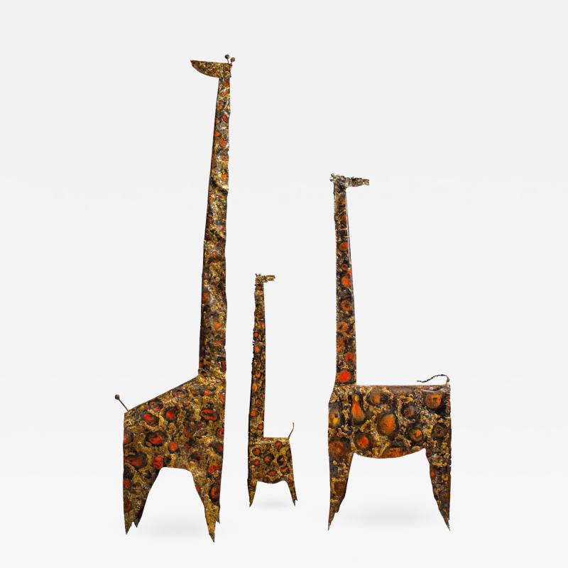 James Anthony Bearden James Bearden Trio of Brutalist Giraffe Sculptures Animal Series 