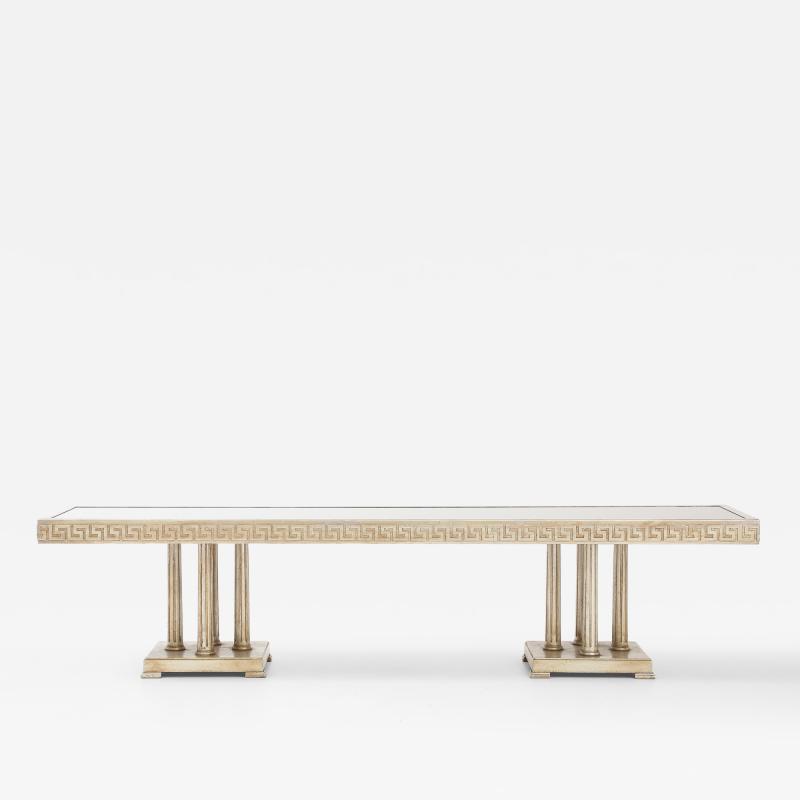 James Mont 1950s Large Gilt and Silver Leafed Greek key Coffee table by James Mont 