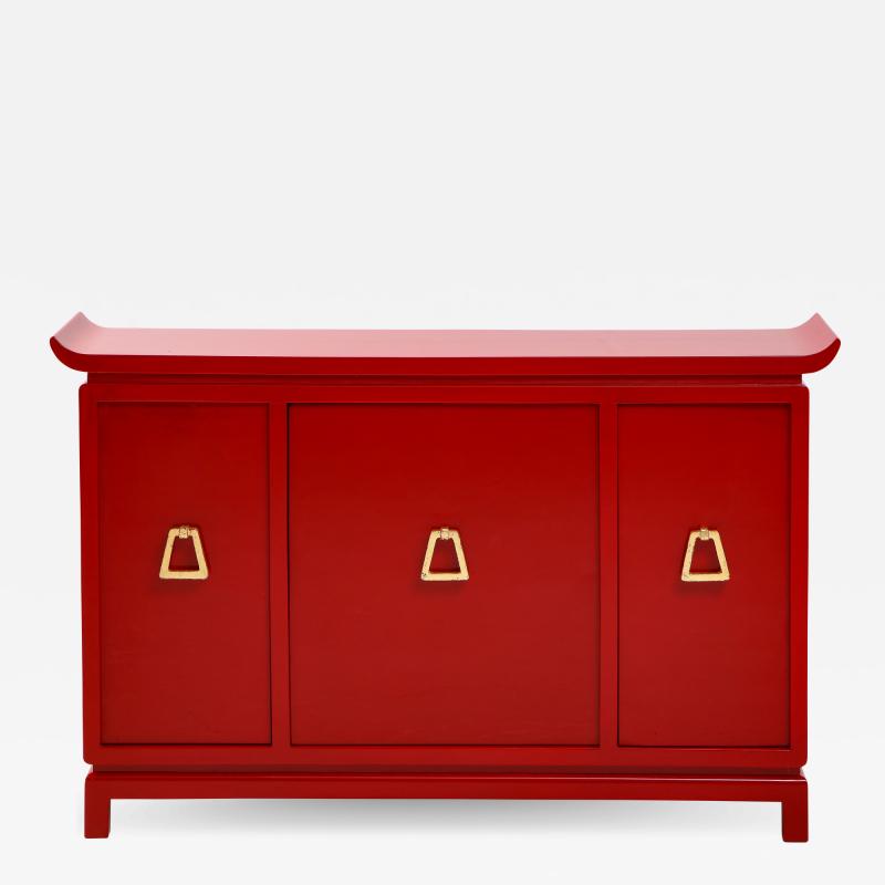 James Mont Beautiful Red Lacquered Cabinet by James Mont 