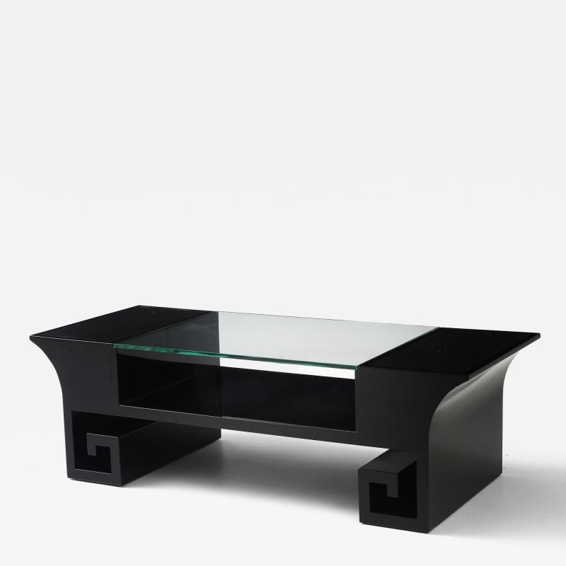 James Mont Black Lacquered Oriental Coffee Table After James Mont