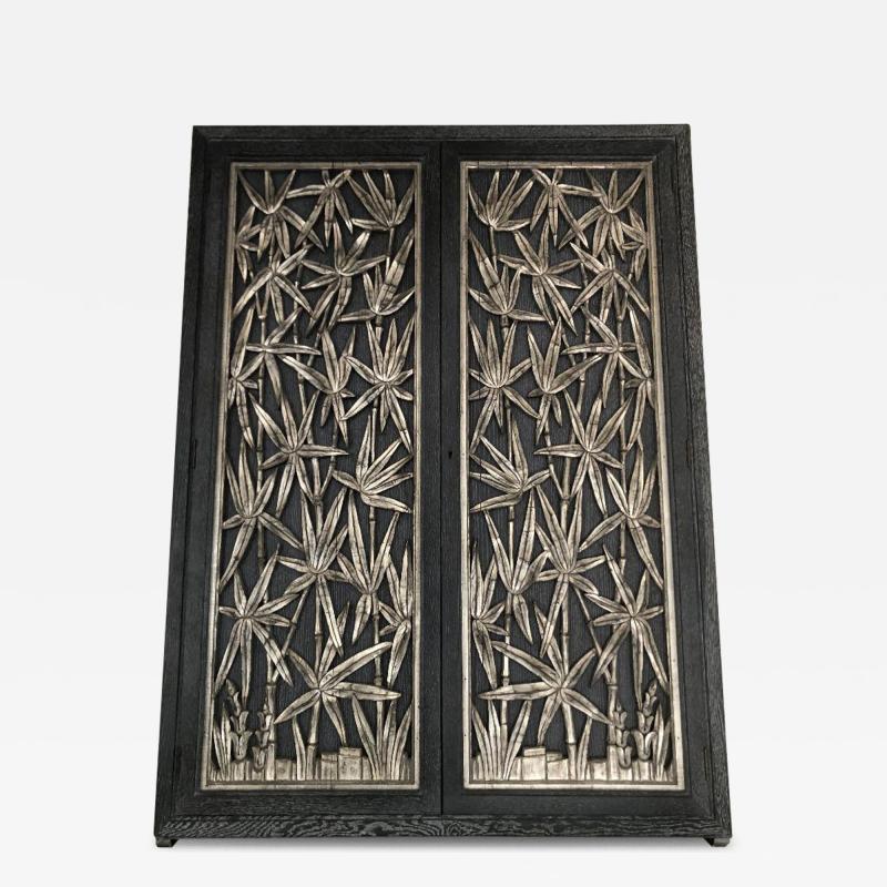 James Mont James Mont Carved Bamboo Wall Cabinet 2 Available 