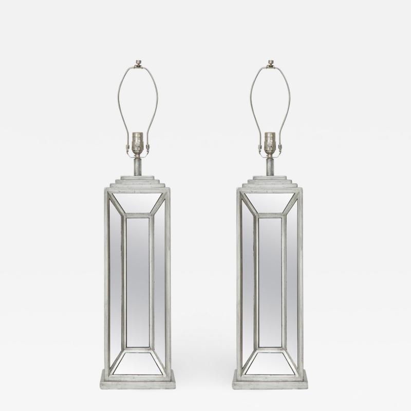 James Mont James Mont Influenced Silver Mirror Lamps
