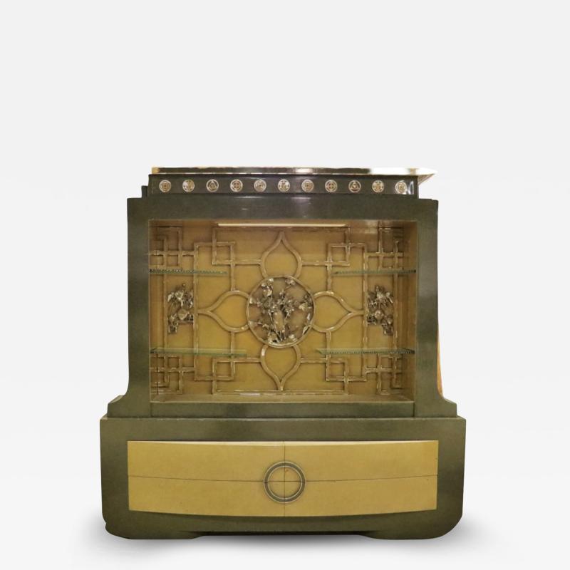 James Mont MAGNIFICIENT ILLUMINATED CHINOISERIE CABINET BY JAMES MONT