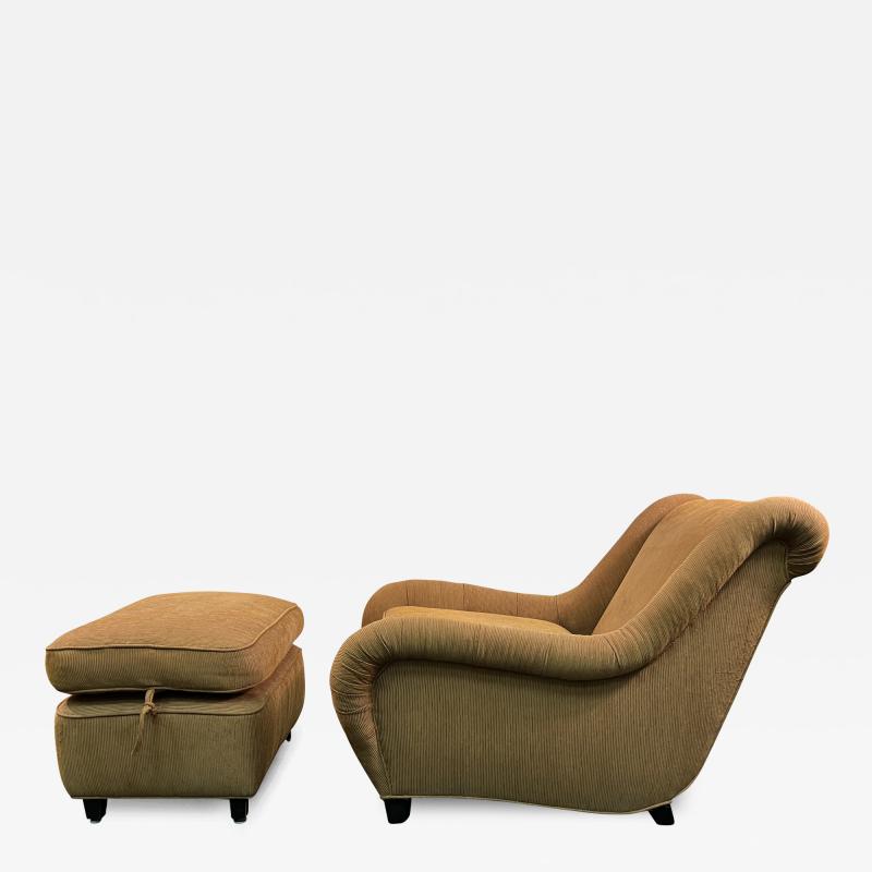 James Mont MID CENTURY AERODYNAMIC ARMCHAIR AND OTTOMAN BY JAMES MONT