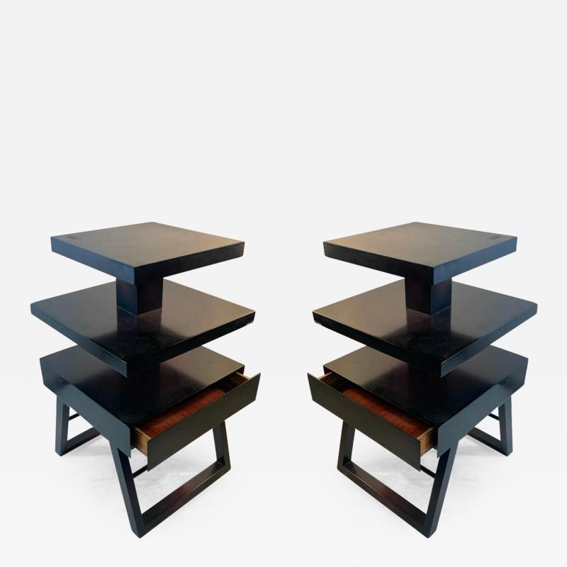 James Mont MID CENTURY MODERNIST TRIPLE TIER SIDE TABLES IN THE MANNER OF JAMES MONT