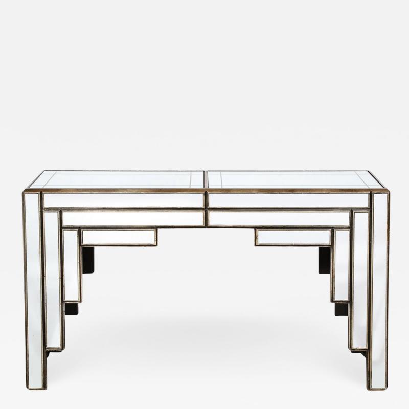 James Mont Mid Century Modern Skyscraper Style Mirrored Console Sofa Table by James Mont