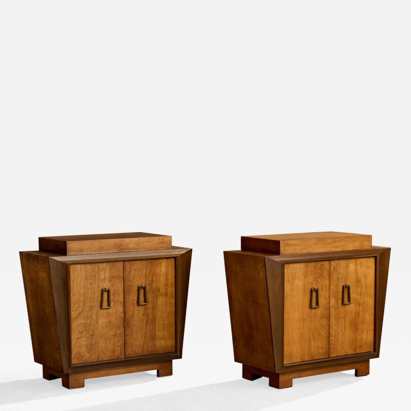 James Mont Nighstands with Maple and Brass USA 1950s