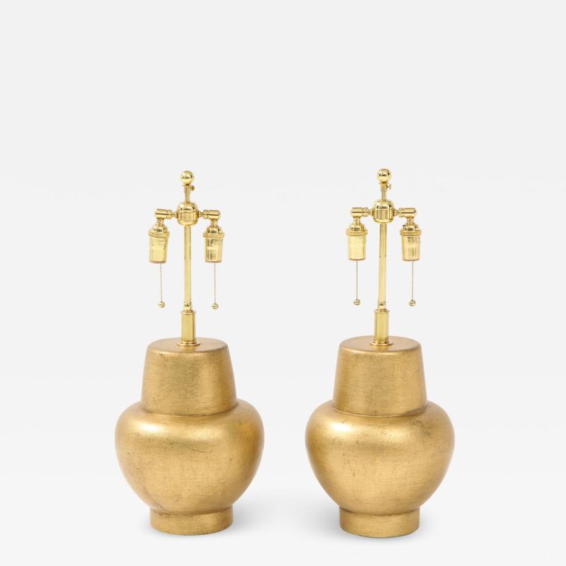 James Mont Pair of JAMES MONT Design Gilt leafed Lamps 