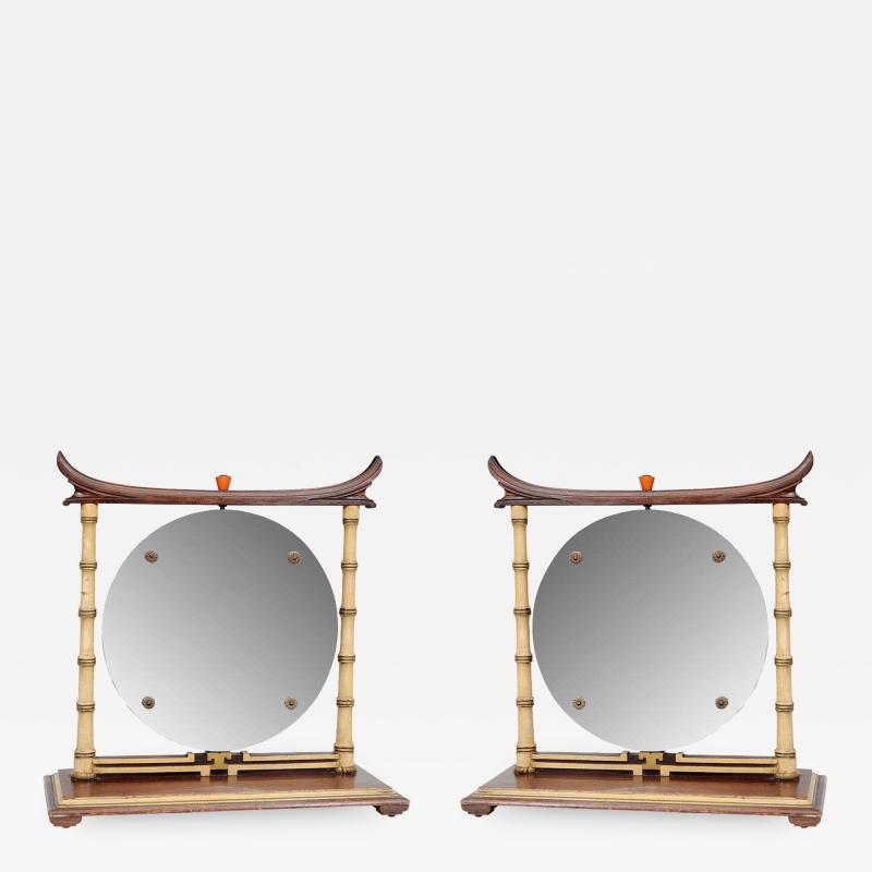 James Mont Rare Pair of Stunning James Mont Bamboo Design Vanity Mirrors