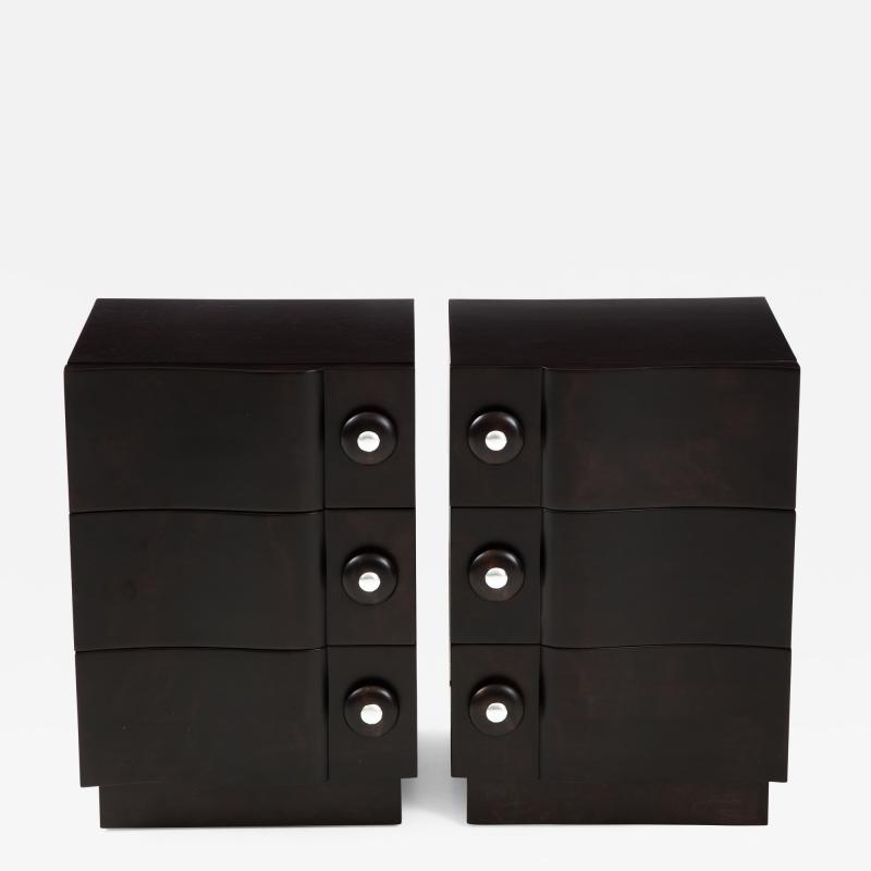James Mont Rare Pair of Wave Front Cabinets Nightstands by James Mont 