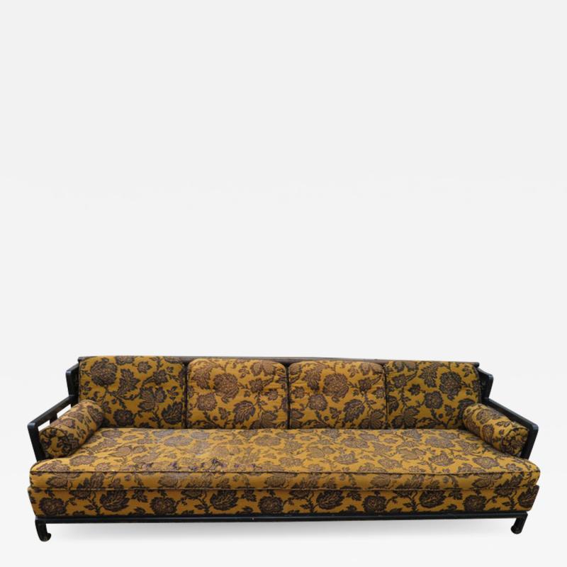 James Mont Unusual 1970s Asian James Mont style Black Lacquered Sofa Midcentury Chinoiserie