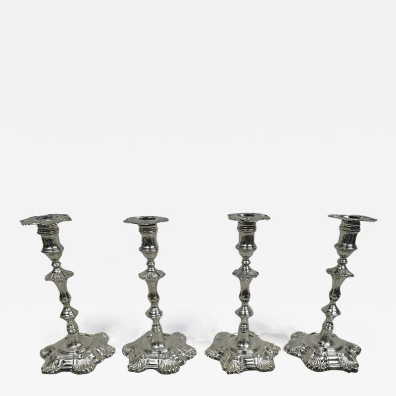 James Morison Set of 4 English Georgian 6 Shell Candlesticks by Morison 1756