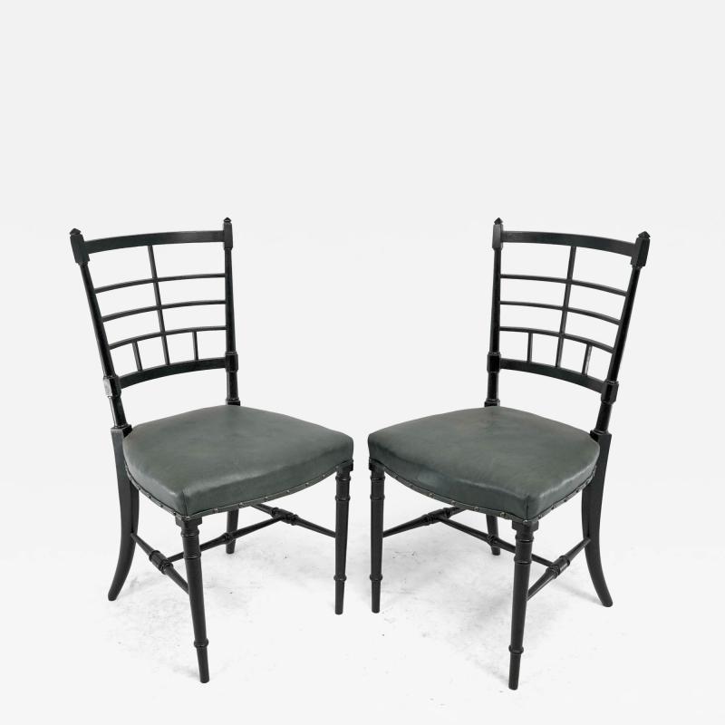 James Plucknett James Plucknett A pair of Anglo Japanese ebonized side chairs