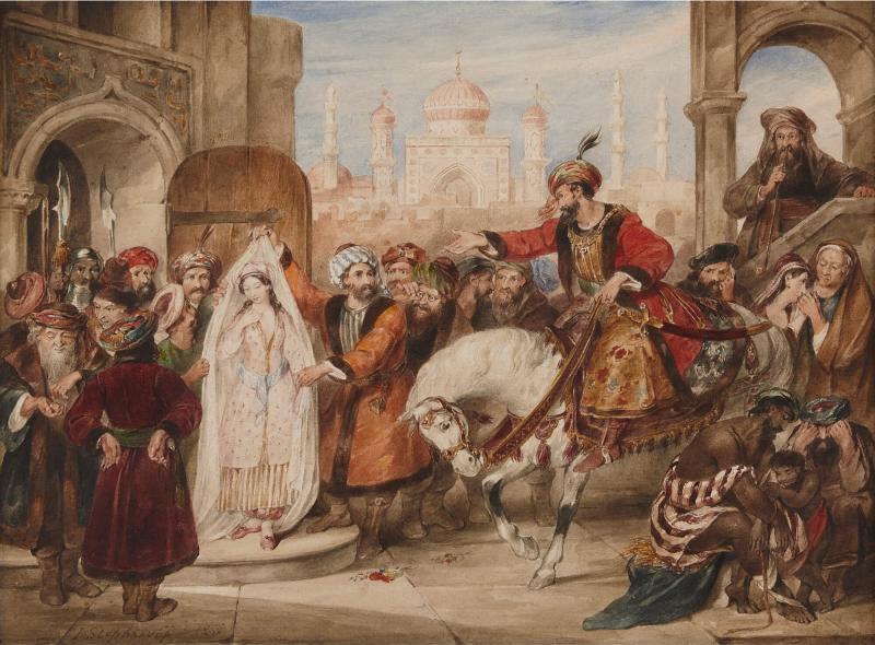 James Stephanoff Orientalist watercolour by Stephanoff of a Middle Eastern scene