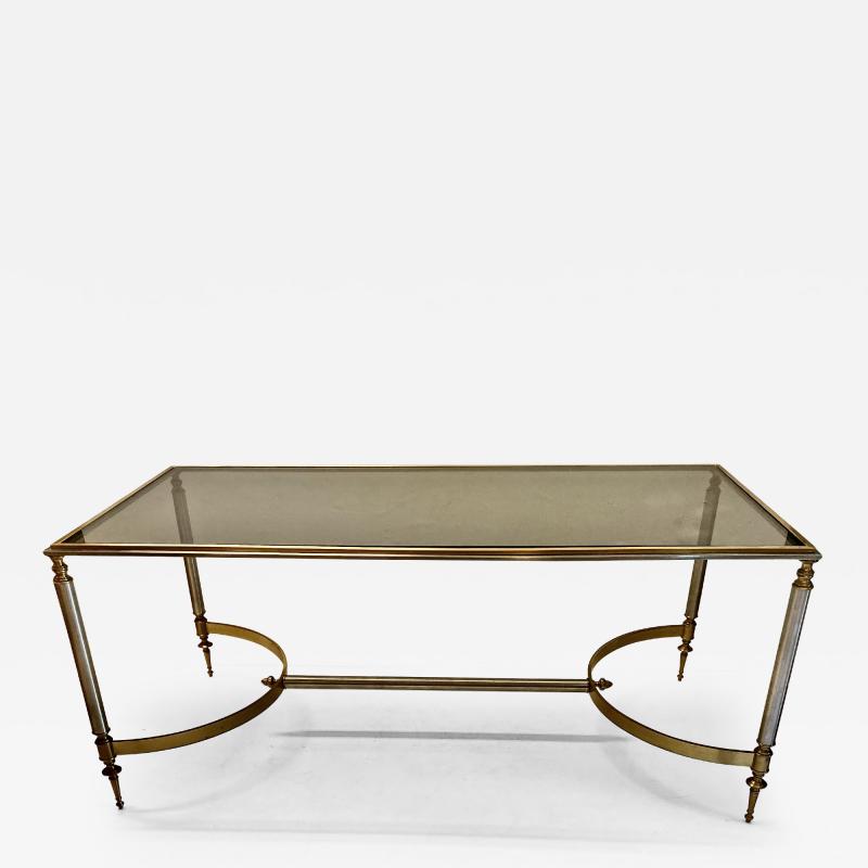 Jansen Attributed Steel Brass Coffee Table