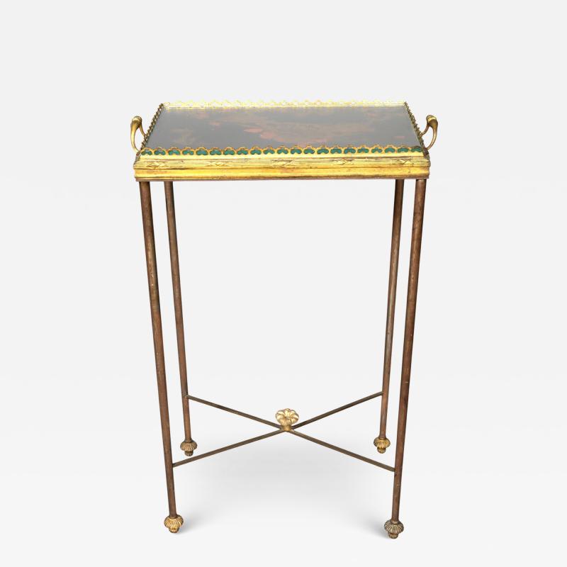 Jansen Style Chinoiserie Bronze And Iron Tray Table