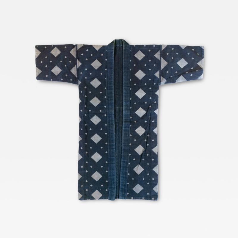 Japanese Antique Farmer Jacket with Bold Katazome Resistant Dye