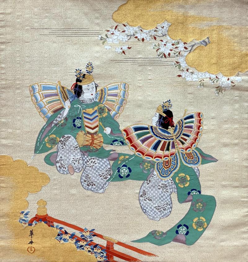 Japanese Antique Fukusa Textile Art Meiji Period