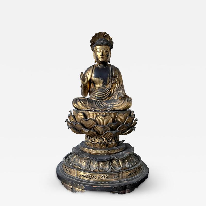 Japanese Antique Gilt Wood Buddha Statue