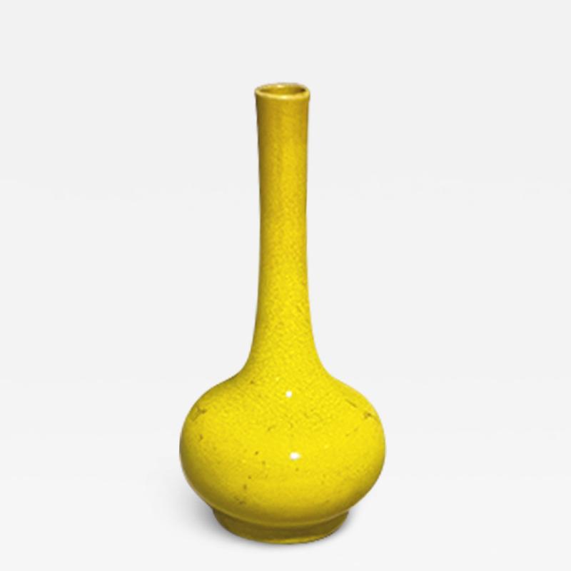 Japanese Awaji Pottery Monochrome Stick Neck Vase Meiji Period