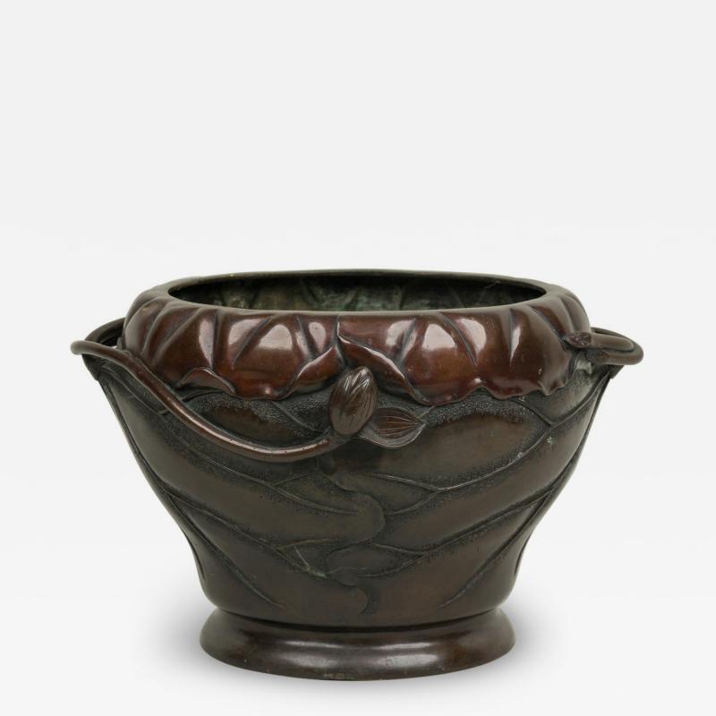 Japanese Bronze Bamboo Relief Jardiniere
