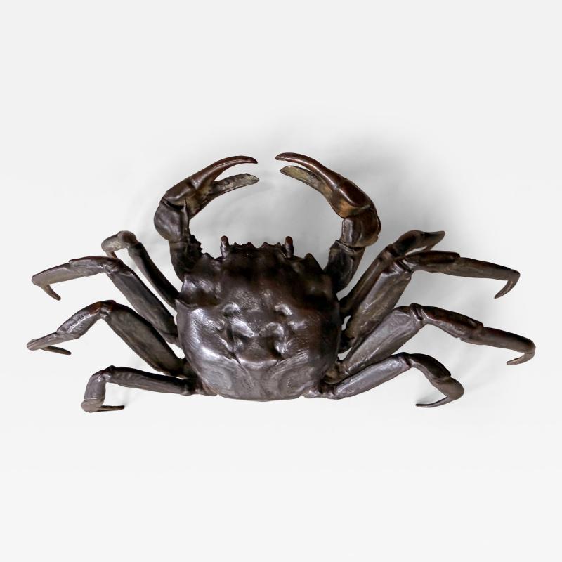 Japanese Bronze Crab Okimono Meiji Signed Yasunosuke